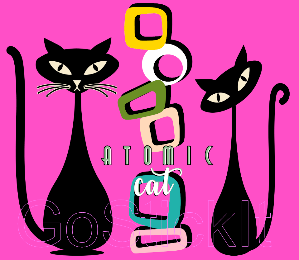 20 oz RETRO Mid-Century Atomic Cat Tumbler PINK