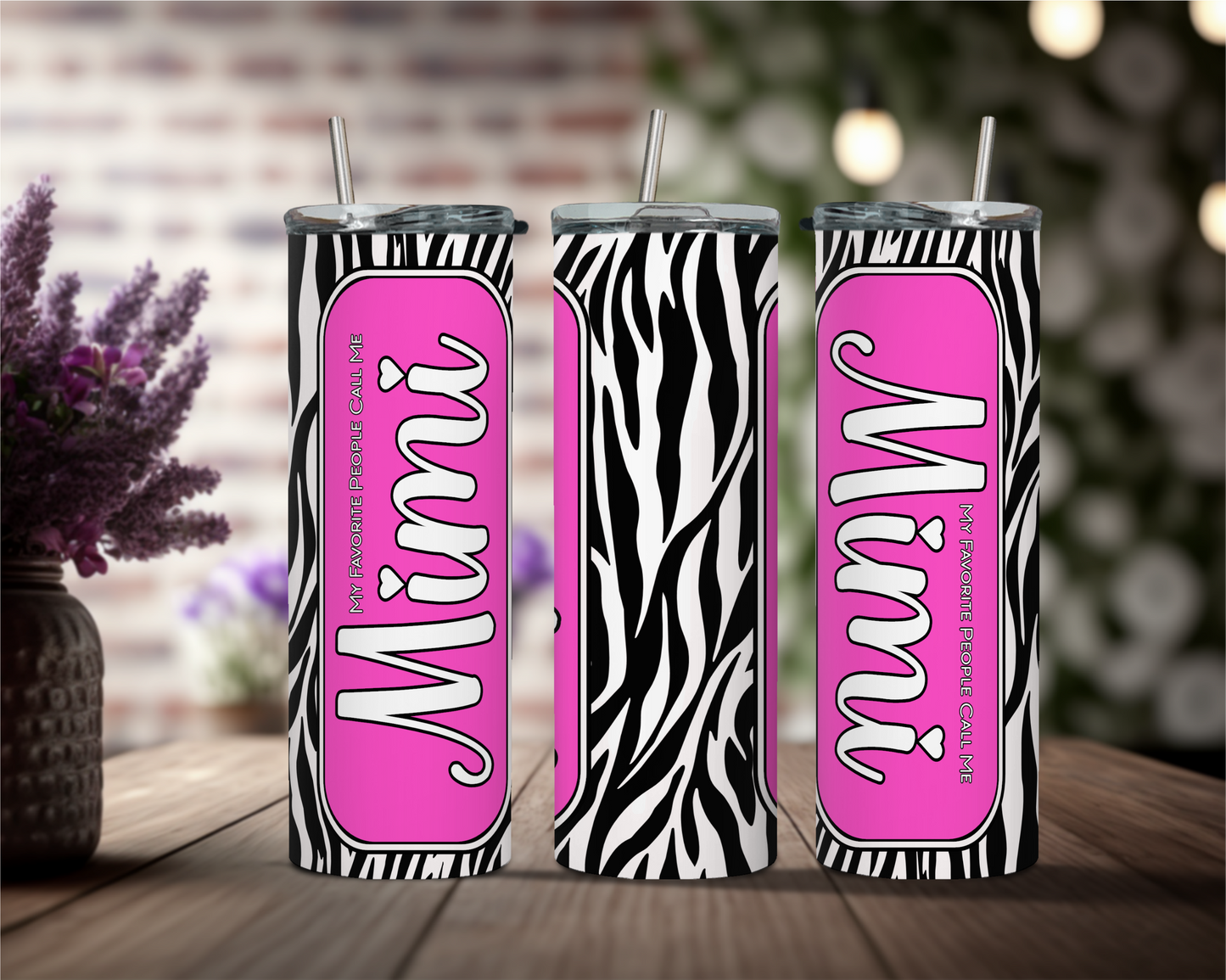 20 oz MIMI Zebra Print and Hot Pink Tumbler
